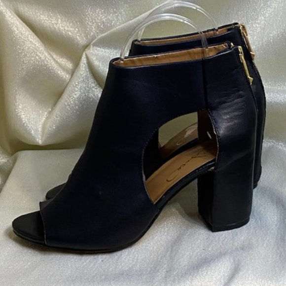 💖Report Signature Bryanna Black Leather Open Toe Ankle Boots, Size 6 / S21 - Picture 3 of 6